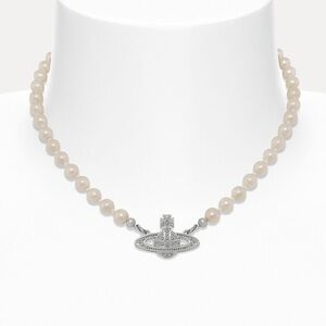 Vivienne Westwood Mini Bas Relief Faux Pearl Choker with Swarovski Crystals